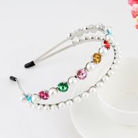 Fashion Flower Alloy Plating Inlay Artificial Gemstones Pearl Hair Band 1 Piece sku image 39