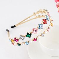 Fashion Flower Alloy Plating Inlay Artificial Gemstones Pearl Hair Band 1 Piece sku image 40