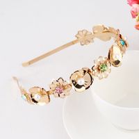 Fashion Flower Alloy Plating Inlay Artificial Gemstones Pearl Hair Band 1 Piece sku image 11