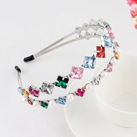 Fashion Flower Alloy Plating Inlay Artificial Gemstones Pearl Hair Band 1 Piece sku image 41