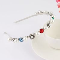 Fashion Flower Alloy Plating Inlay Artificial Gemstones Pearl Hair Band 1 Piece sku image 14