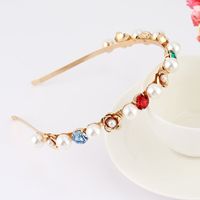 Fashion Flower Alloy Plating Inlay Artificial Gemstones Pearl Hair Band 1 Piece sku image 13