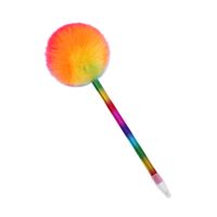 Cute Candy Color Office Plush Fur Rainbow Ball Ballpoint Pen main image 3
