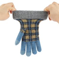 Frau Retro Plaid Wolle Handschuhe 1 Paar main image 4