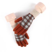 Frau Retro Plaid Wolle Handschuhe 1 Paar main image 6