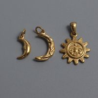 1 Pièce Acier Au Titane Plaqué Or 18K Soleil Lune Brillant Pendentif main image 3