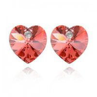 Simple Colorful Heart Crystal Stud Earrings main image 3