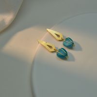 Simple Style Geometric Rhombus Stainless Steel Plating Artificial Gemstones Drop Earrings 1 Pair main image 5