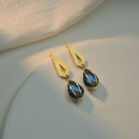 Simple Style Geometric Rhombus Stainless Steel Plating Artificial Gemstones Drop Earrings 1 Pair main image 7