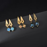 Simple Style Geometric Rhombus Stainless Steel Plating Artificial Gemstones Drop Earrings 1 Pair main image 4
