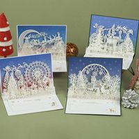 Navidad Tallado Creativo Tres-tarjeta De Felicitación De Bronce Exquisita Dimensional main image 1