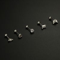1 Piece Fashion Heart Shape Plating Inlay Stainless Steel Zircon Ear Studs main image 4