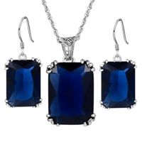 Retro Square Alloy Inlay Artificial Crystal Women's Earrings Necklace 1 Set sku image 2