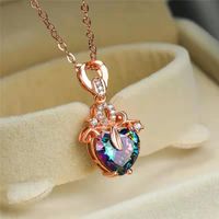 Fashion Heart Shape Alloy Inlay Artificial Diamond Women's Pendant Necklace 1 Piece main image 4