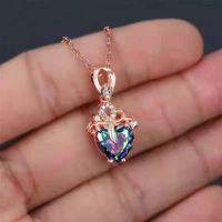 Fashion Heart Shape Alloy Inlay Artificial Diamond Women's Pendant Necklace 1 Piece sku image 1