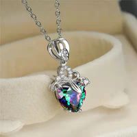 Fashion Heart Shape Alloy Inlay Artificial Diamond Women's Pendant Necklace 1 Piece main image 5