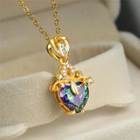 Fashion Heart Shape Alloy Inlay Artificial Diamond Women's Pendant Necklace 1 Piece sku image 2