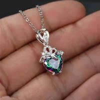 Fashion Heart Shape Alloy Inlay Artificial Diamond Women's Pendant Necklace 1 Piece sku image 3