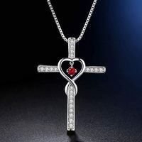 Retro Cross Heart Shape Alloy Inlay Rhinestones Women's Pendant Necklace 1 Piece sku image 11
