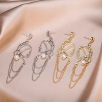 Fashion Human Face Alloy Pearl Hollow Out Women's Drop Earrings 1 Pair main image 4