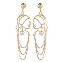 Fashion Human Face Alloy Pearl Hollow Out Women's Drop Earrings 1 Pair sku image 1