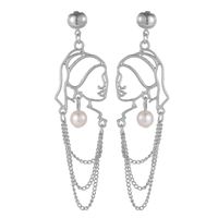 Fashion Human Face Alloy Pearl Hollow Out Women's Drop Earrings 1 Pair sku image 2