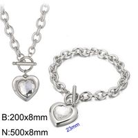 Mode Herzform Rostfreier Stahl Überzug Inlay Glas Armbänder Ohrringe Halskette sku image 7