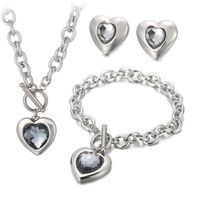Fashion Heart Shape Stainless Steel Plating Inlay Glass Bracelets Earrings Necklace sku image 15