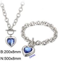 Fashion Heart Shape Stainless Steel Plating Inlay Glass Bracelets Earrings Necklace sku image 1