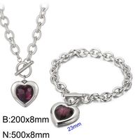 Mode Herzform Rostfreier Stahl Überzug Inlay Glas Armbänder Ohrringe Halskette sku image 9