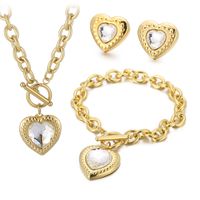 Fashion Heart Shape Stainless Steel Plating Inlay Glass Bracelets Earrings Necklace sku image 59