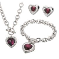 Fashion Heart Shape Stainless Steel Plating Inlay Glass Bracelets Earrings Necklace sku image 32