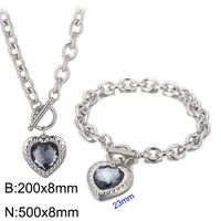 Mode Herzform Rostfreier Stahl Überzug Inlay Glas Armbänder Ohrringe Halskette sku image 4