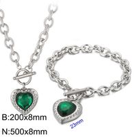 Mode Herzform Rostfreier Stahl Überzug Inlay Glas Armbänder Ohrringe Halskette sku image 12