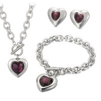 Fashion Heart Shape Stainless Steel Plating Inlay Glass Bracelets Earrings Necklace sku image 21