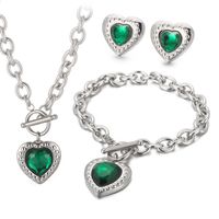 Fashion Heart Shape Stainless Steel Plating Inlay Glass Bracelets Earrings Necklace sku image 34