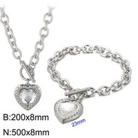 Mode Herzform Rostfreier Stahl Überzug Inlay Glas Armbänder Ohrringe Halskette sku image 8