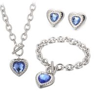 Fashion Heart Shape Stainless Steel Plating Inlay Glass Bracelets Earrings Necklace sku image 24