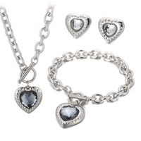 Fashion Heart Shape Stainless Steel Plating Inlay Glass Bracelets Earrings Necklace sku image 26