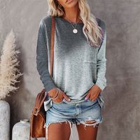 Women's Blouse Long Sleeve T-shirts Patchwork Casual Gradient Color main image 3