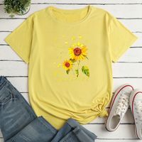 Round Neck Golden Butterfly Sunflower T-shirt main image 6