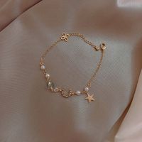 Sweet Heart Shape Alloy Pearl Inlay Rhinestones Women's Bracelets 1 Piece sku image 3