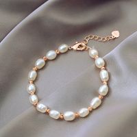 Sweet Heart Shape Alloy Pearl Inlay Rhinestones Women's Bracelets 1 Piece sku image 25