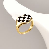 Fashion Heart Shape Titanium Steel Enamel Rings main image 4