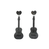 Retro Guitar Heart Shape Arylic Resin Enamel Women's Drop Earrings 1 Pair sku image 3