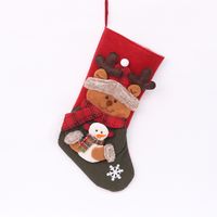 Christmas Cute Santa Claus Snowman Elk Cloth Polyester Party Christmas Socks 1 Piece sku image 2