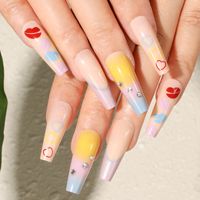 Retro Tie Dye Heart Shape Flower Abs Nail Patches 1 Set sku image 11