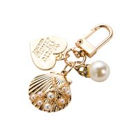 Fashion Letter Heart Shape Shell Imitation Pearl Metal Unisex Bag Pendant Keychain 1 Piece main image 4