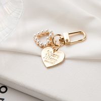 Fashion Letter Heart Shape Shell Imitation Pearl Metal Unisex Bag Pendant Keychain 1 Piece sku image 2