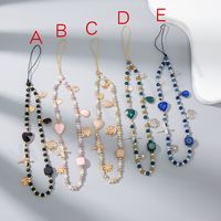 Vacation Style Color Matching Artificial Crystal Mobile Phone Lanyard Wholesale main image 2